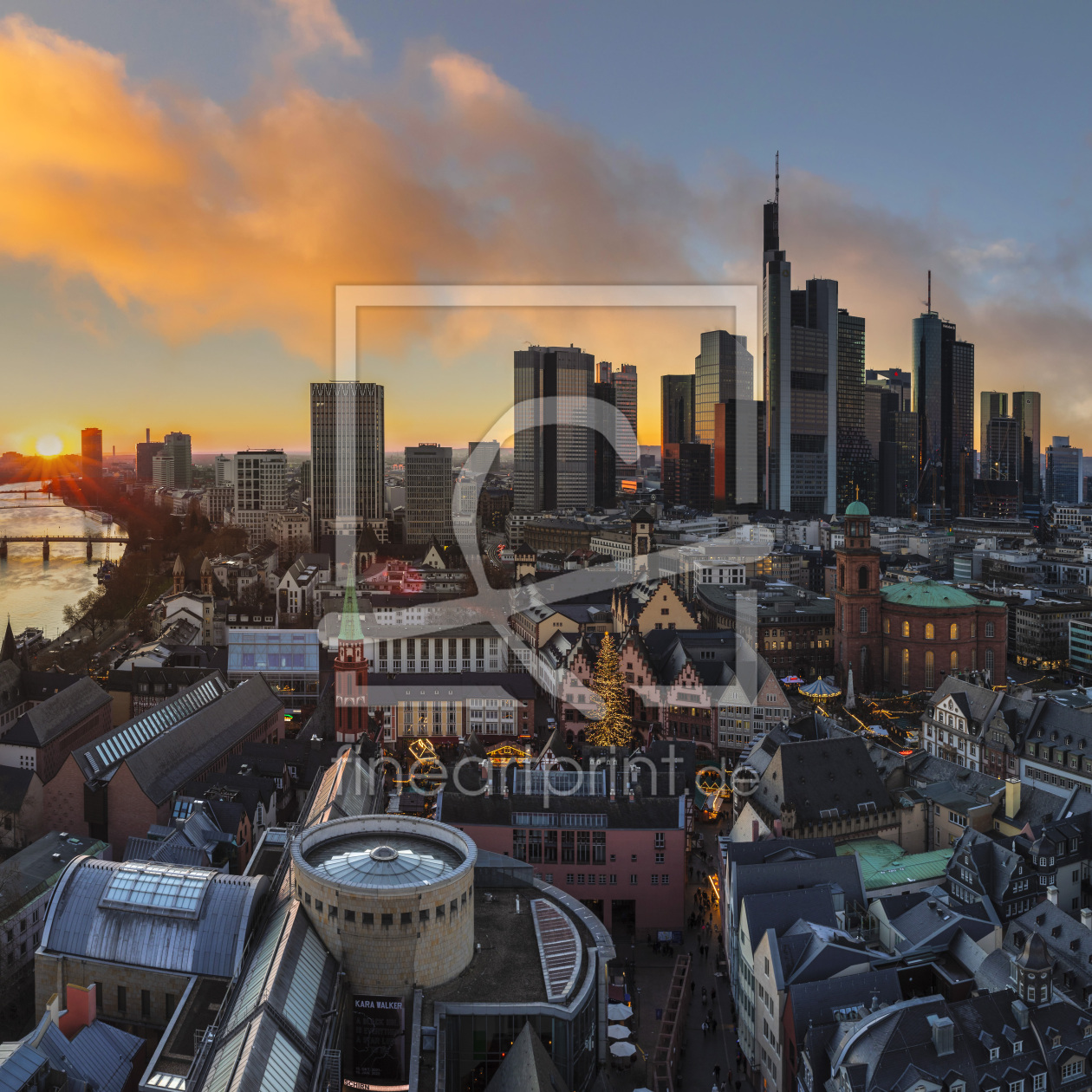Bild-Nr.: 12545462  Skyline von Frankfurt bei Sonnenuntergang erstellt von KundenNr-360966