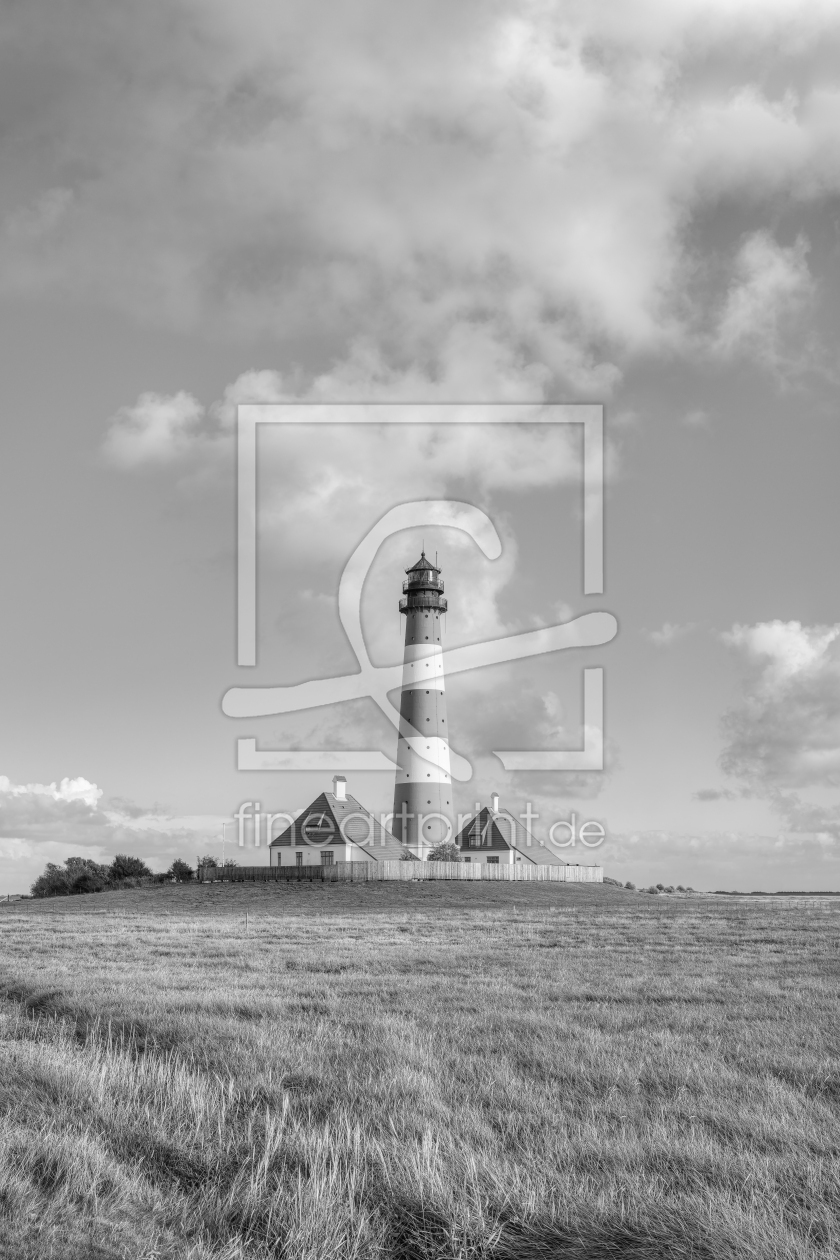 Bild-Nr.: 12636461 Leuchtturm Westerheversand schwarz-weiß erstellt von Michael Valjak