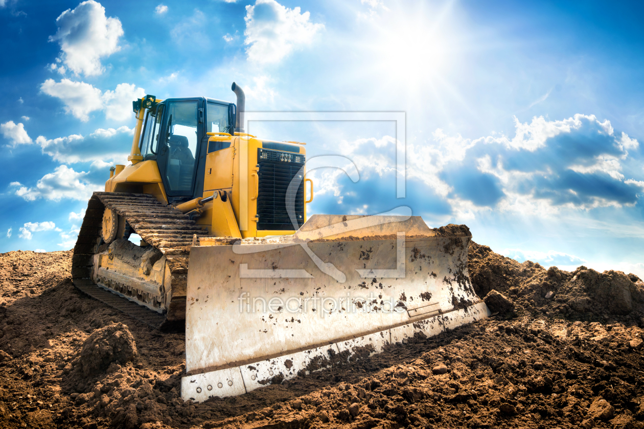 Bild-Nr.: 12637667 Bagger mit blauem Himmel und Sonne im Hintergrund erstellt von Smileus