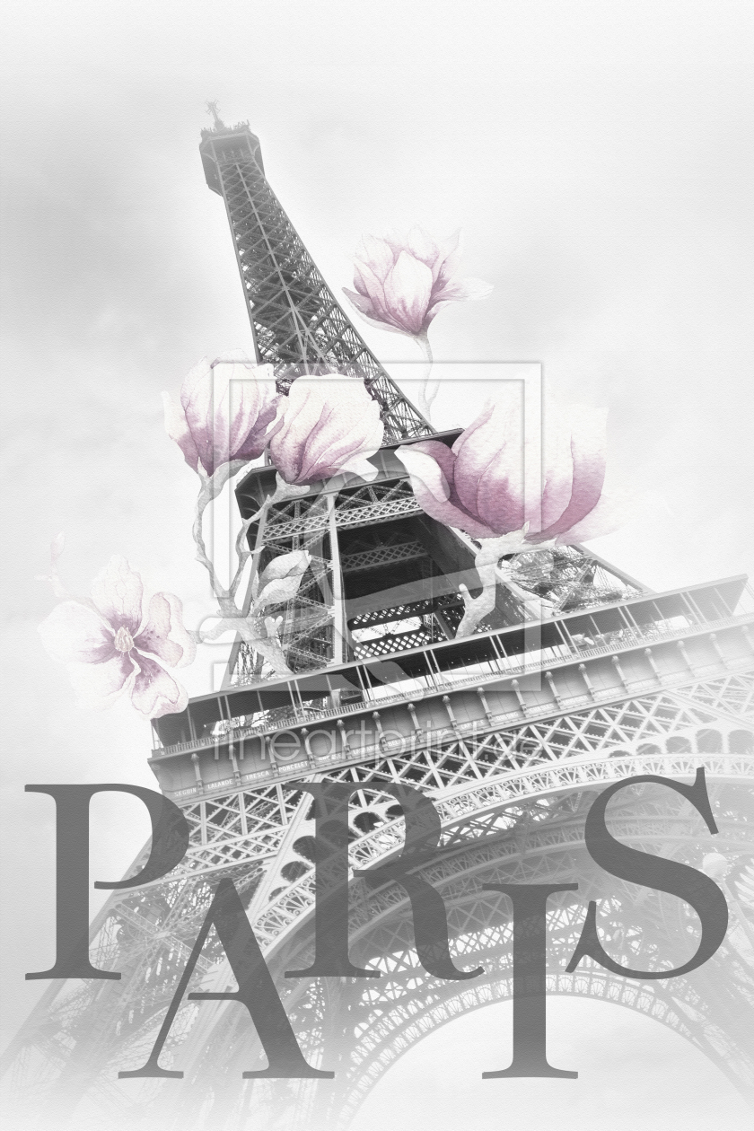Bild-Nr.: 12656987 PARIS Eiffelturm mit Magnolien erstellt von Melanie Viola