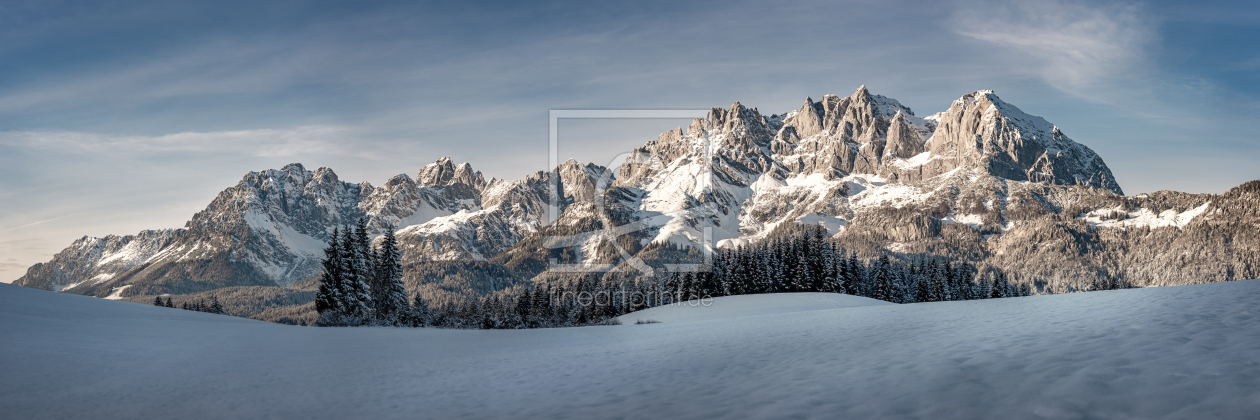 Wilder Kaiser Winter Panorama als Leinwanddruck