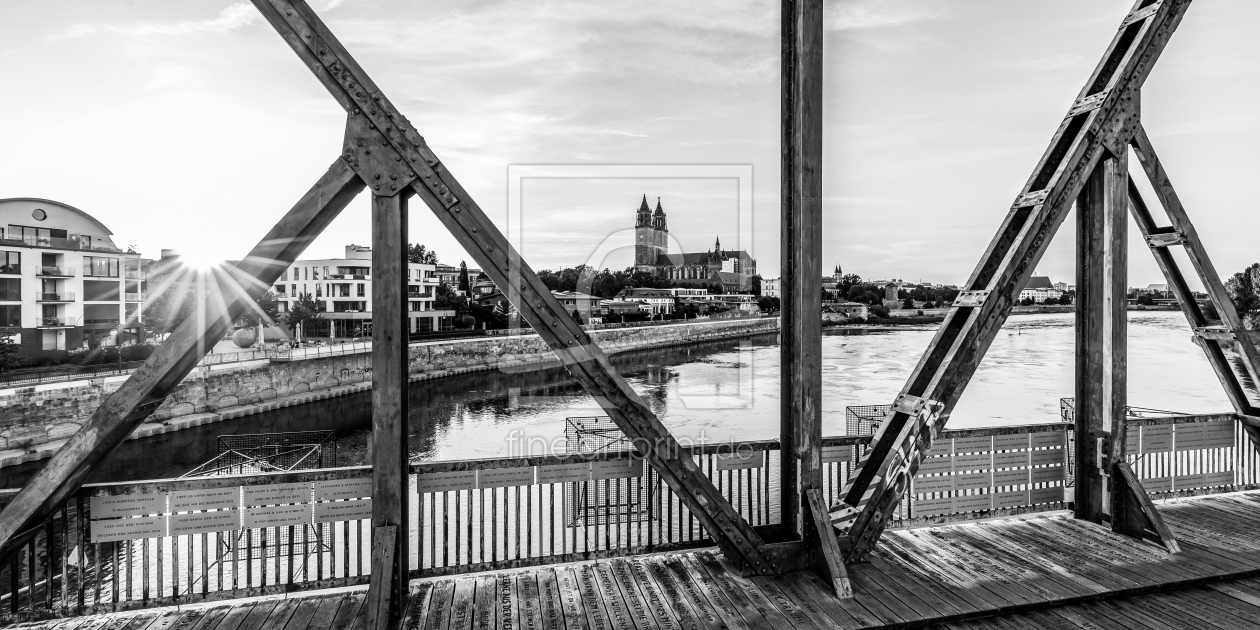 Bild-Nr.: 12715528 Magdeburg mit Hubbrücke und Dom - Monochrom erstellt von dieterich