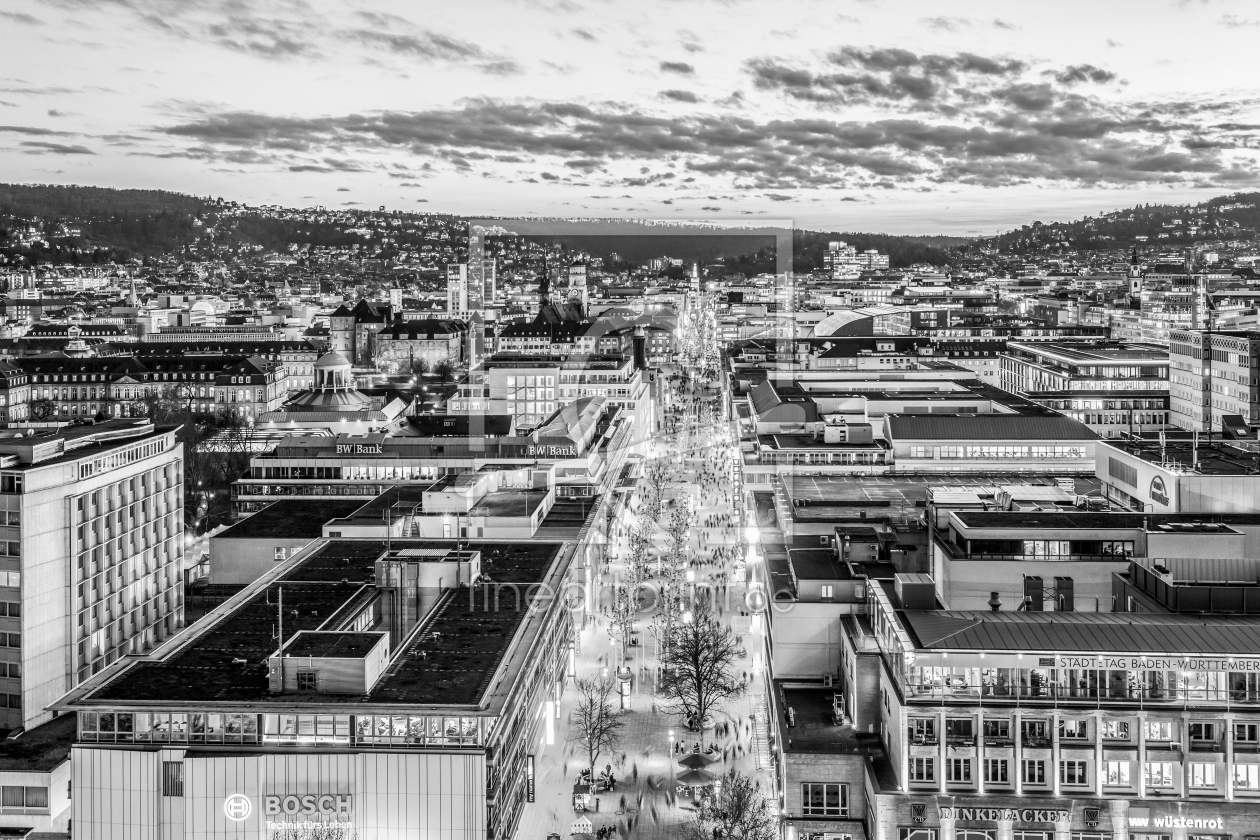 Bild-Nr.: 12716821 Skyline Stuttgart mit der Königstraße - Monochrom erstellt von dieterich