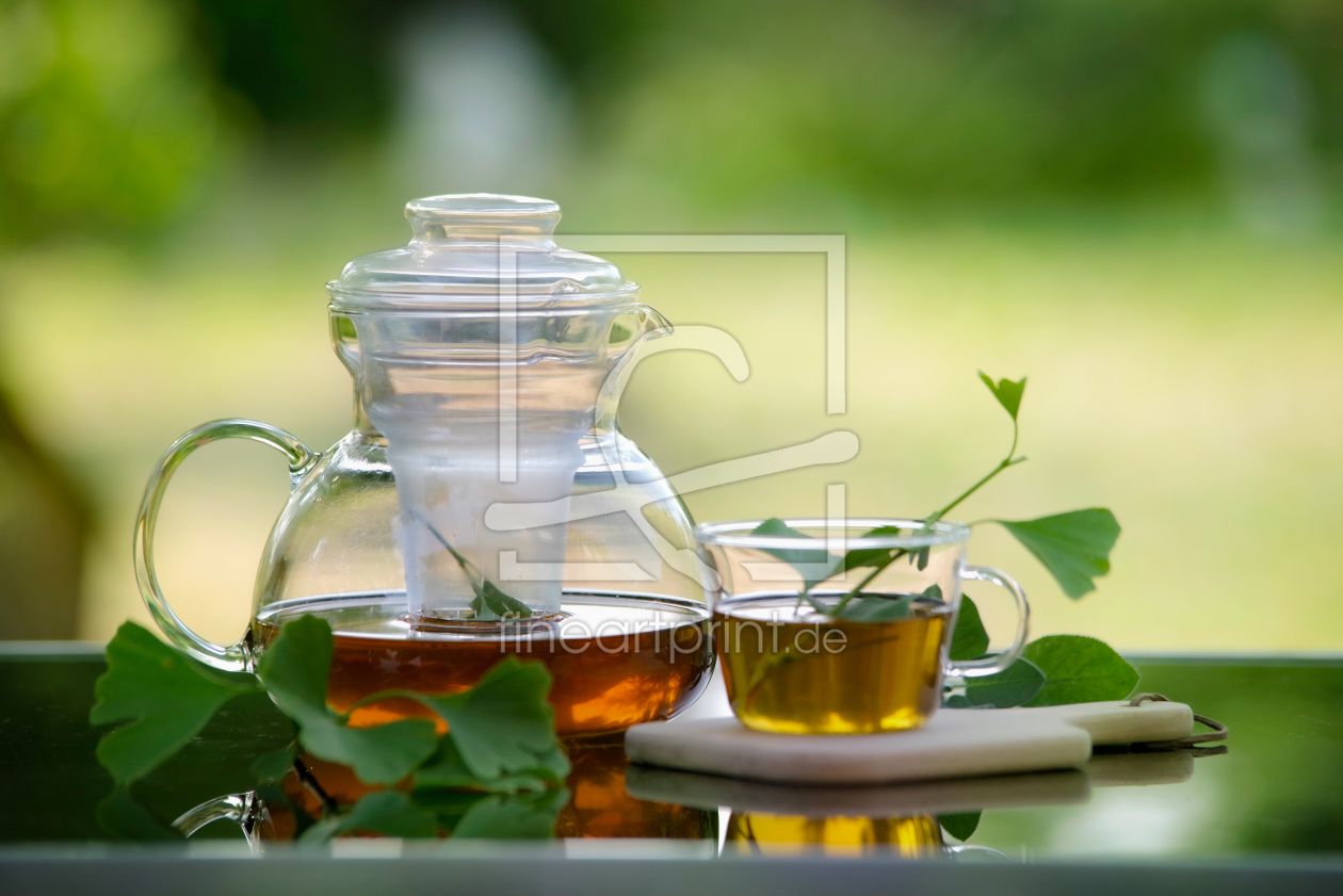 Bild-Nr.: 12738898 Frischer grüner Tee aus reinen Ginkgoblättern erstellt von Tanja Riedel