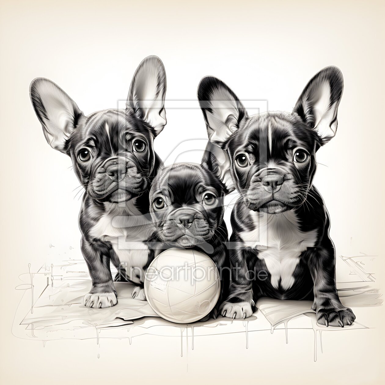 Bild-Nr.: 12745299 Niedliche Bulldoggenbabys KI erstellt von Heike  Hultsch