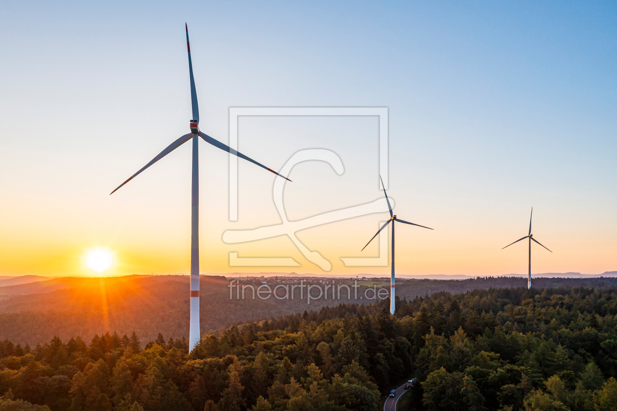 Bild-Nr.: 12754607 Luftbild Windpark bei Sonnenaufgang erstellt von dieterich