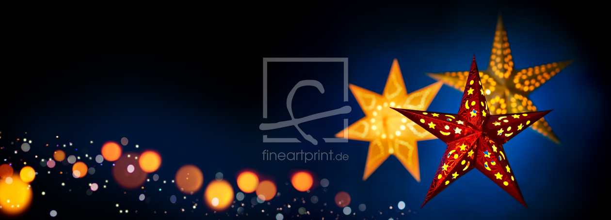 Bild-Nr.: 12760262 Weihnachtssternlaternen auf blauem Hintergrund erstellt von Smileus