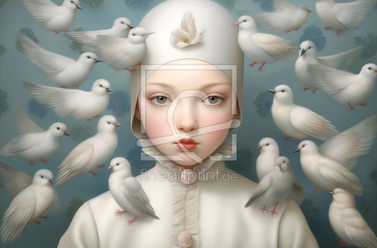 Bild-Nr.: 12762476 Mädchen mit Friedenstauben erstellt von Heike  Hultsch