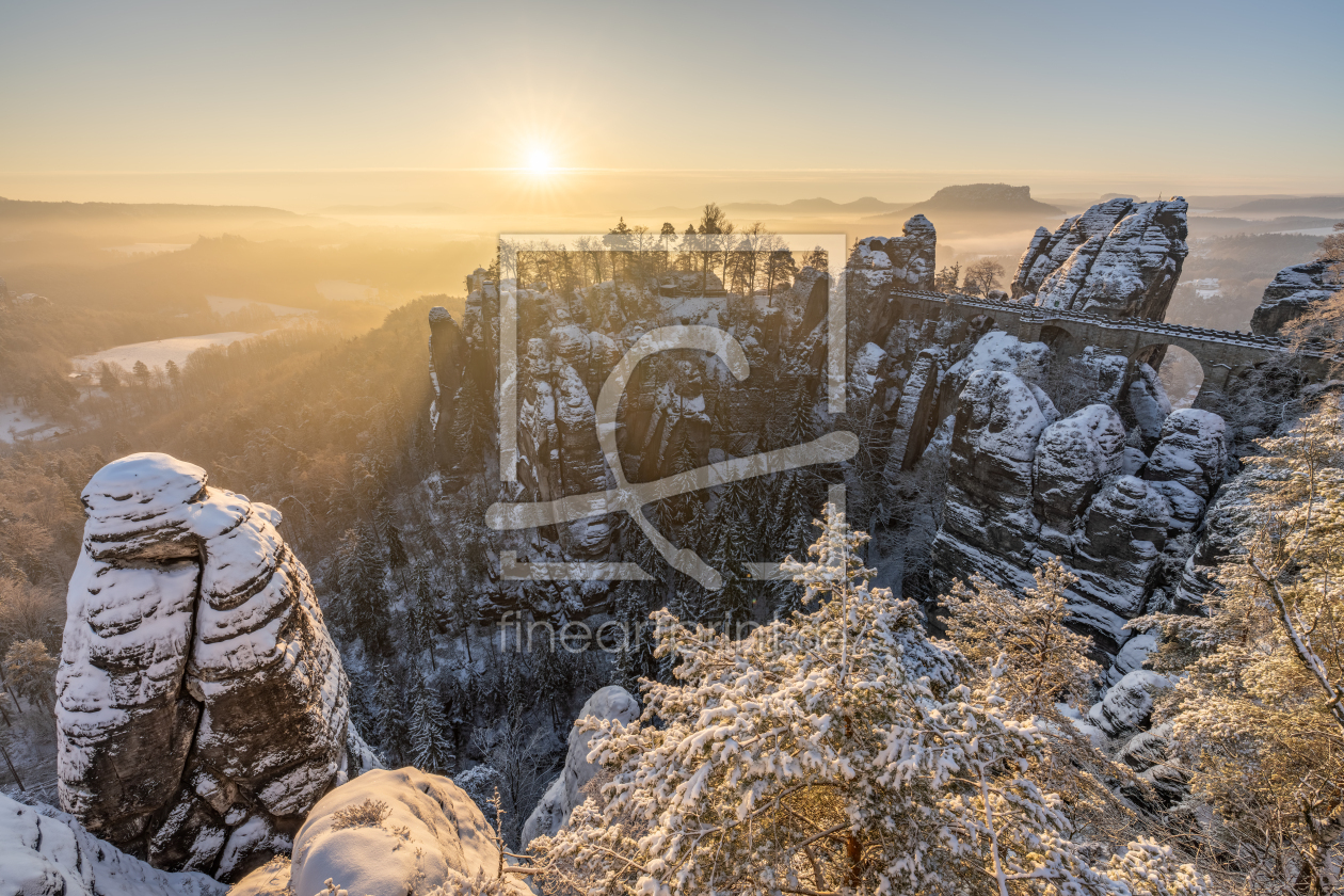 Bild-Nr.: 12812139 Bastei bei Sonnenaufgang im Winter erstellt von eyetronic