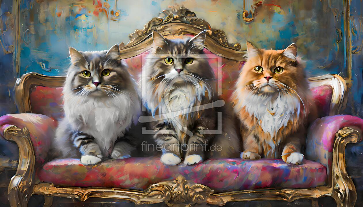 Bild-Nr.: 12812364 Katzen Trio auf Rokoko Sofa erstellt von Elke Krone