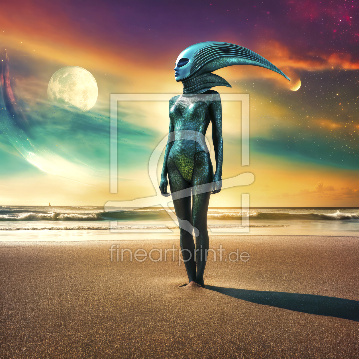 Bild-Nr.: 12813690 Alien Mädchen am Strand KI erstellt von XYRIUS