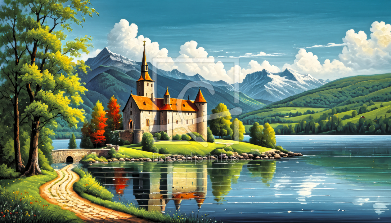 Bild-Nr.: 12826061 Kapelle am See KI erstellt von XYRIUS