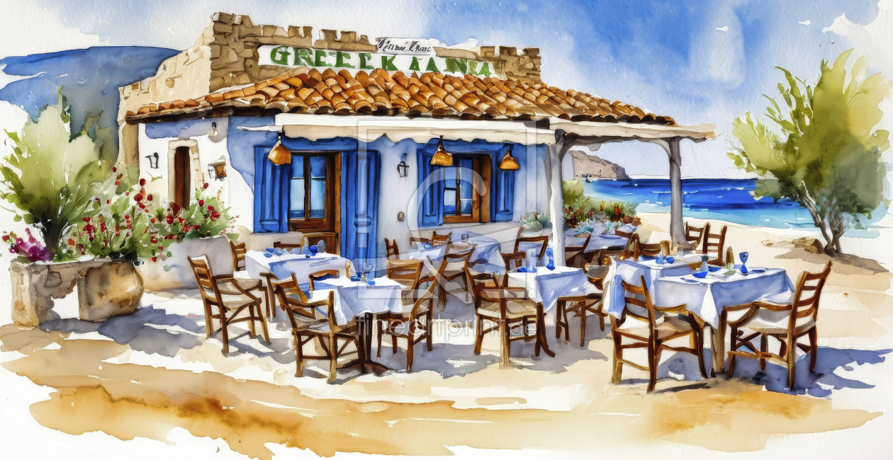 Bild-Nr.: 12826362  Taverna am Strand KI erstellt von XYRIUS