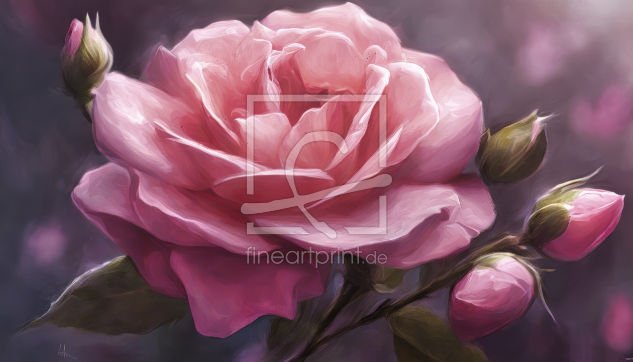 Bild-Nr.: 12826726 Rosa Rosenblüte und Knospen KI erstellt von XYRIUS