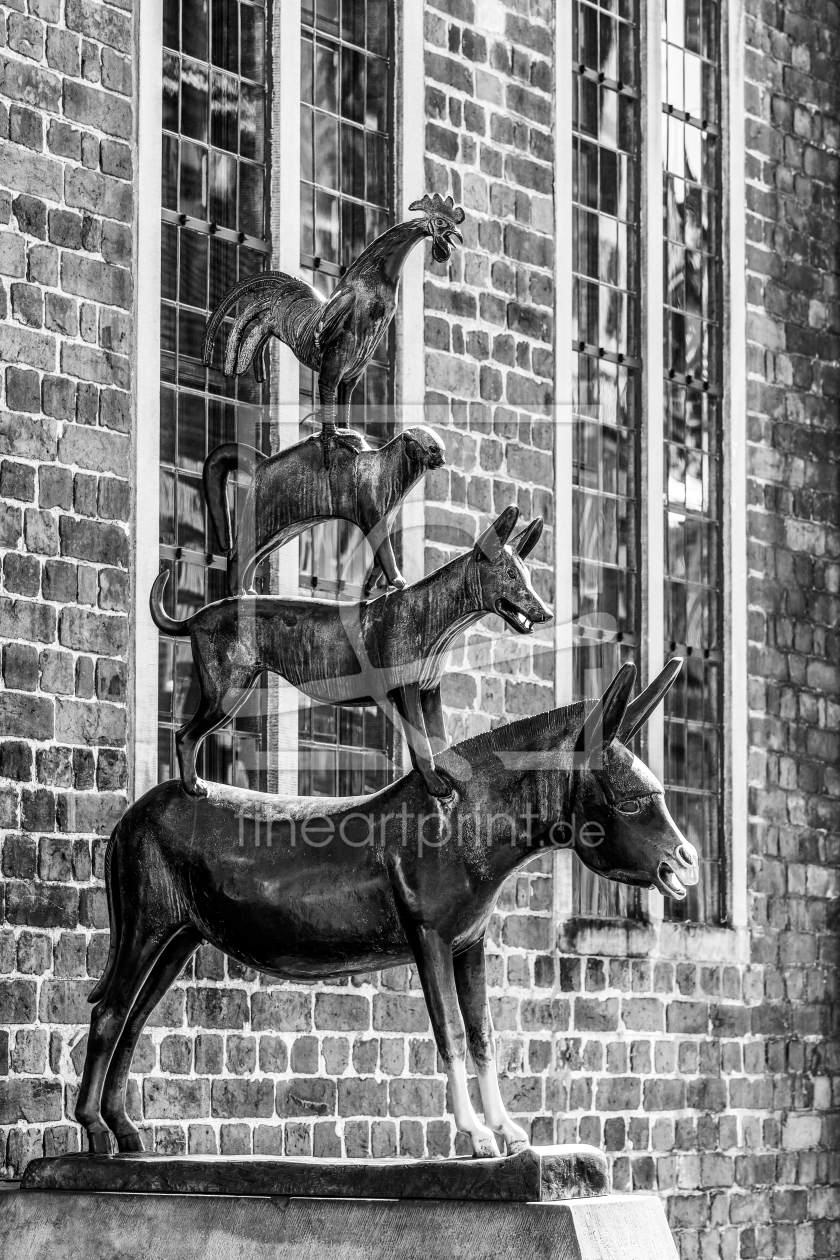 Bild-Nr.: 12827289 Bremer Stadtmusikanten in Bremen - monochrom erstellt von dieterich