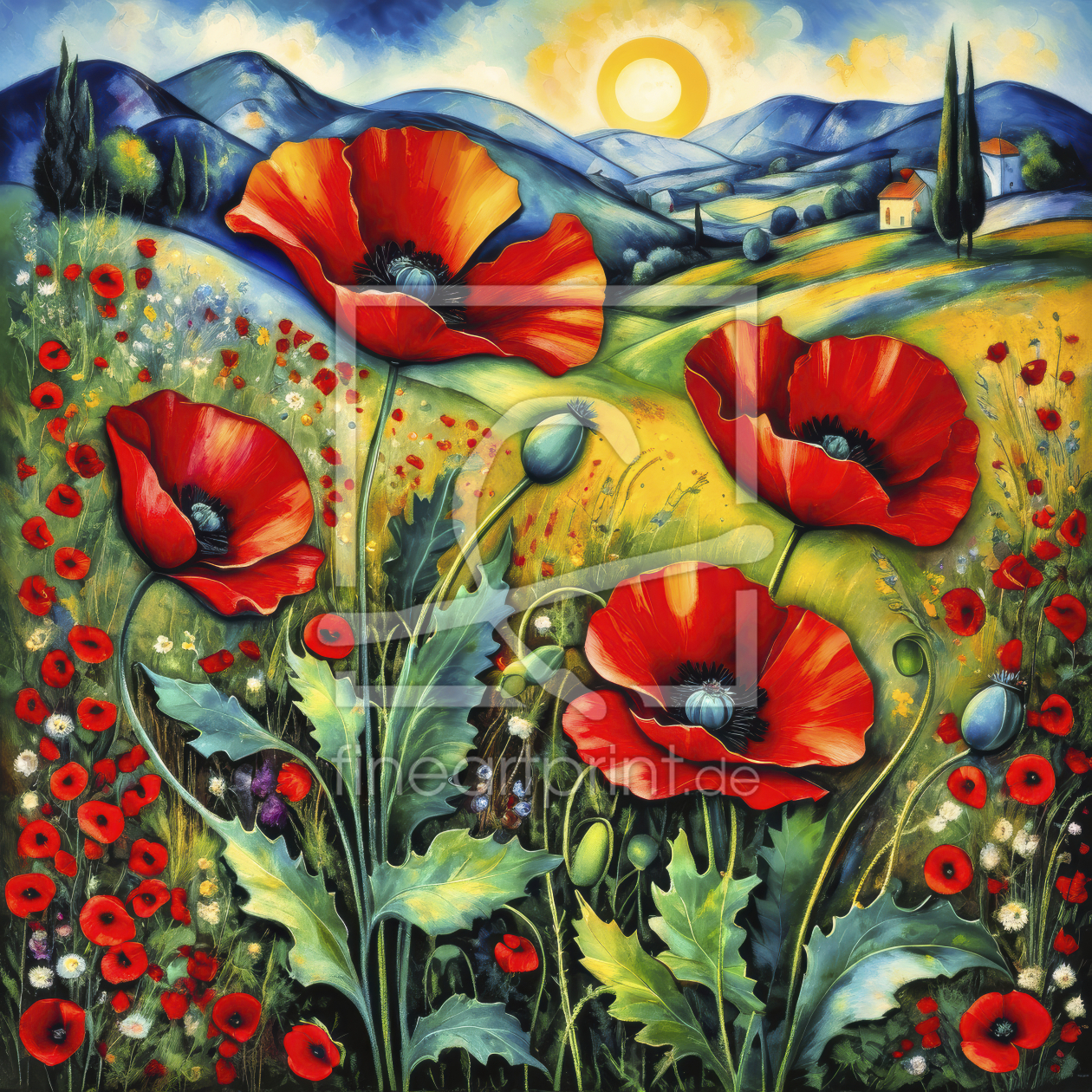 Bild-Nr.: 12830576 Mohn Landschaft KI erstellt von XYRIUS