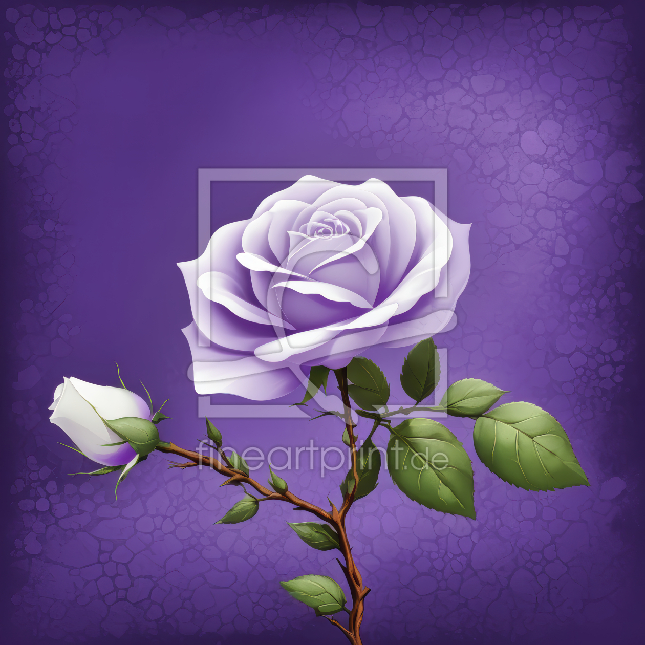 Bild-Nr.: 12834339 Weißer Rosenzweig auf Purple KI erstellt von XYRIUS