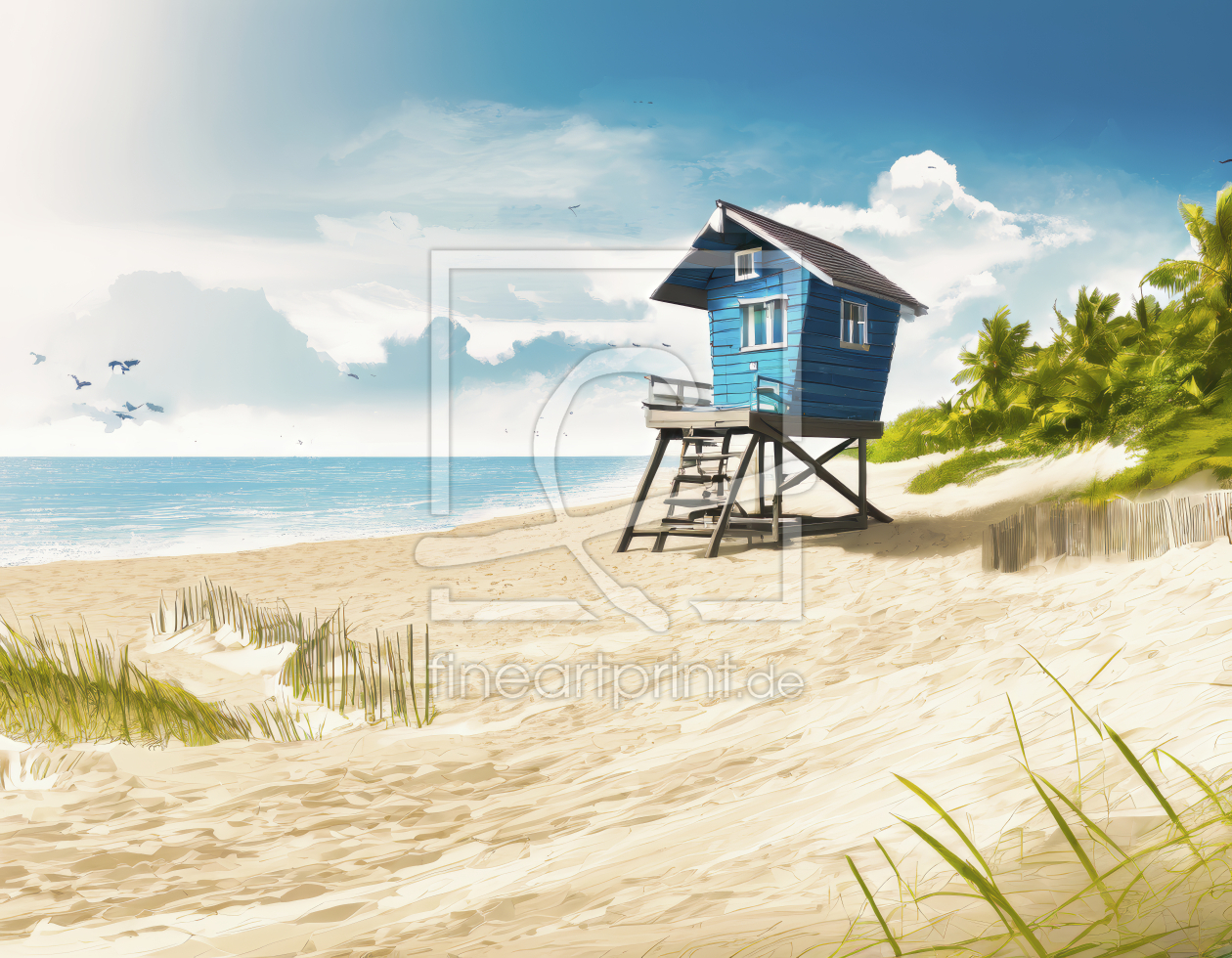 Bild-Nr.: 12836144 Blaue Strandhütte KI erstellt von XYRIUS
