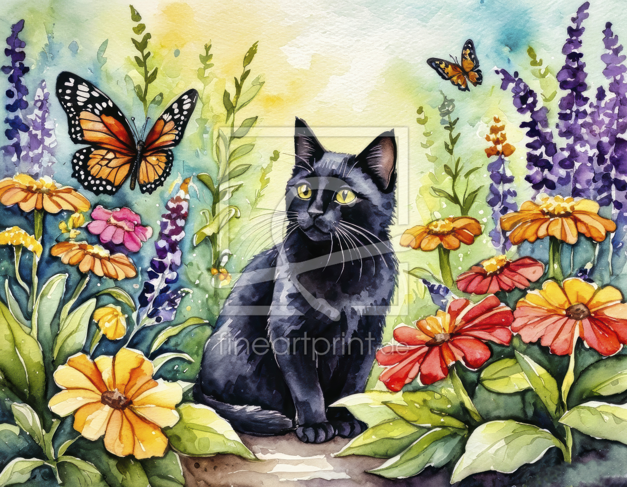 Bild-Nr.: 12838573 Katze mit Schmetterling KI erstellt von XYRIUS