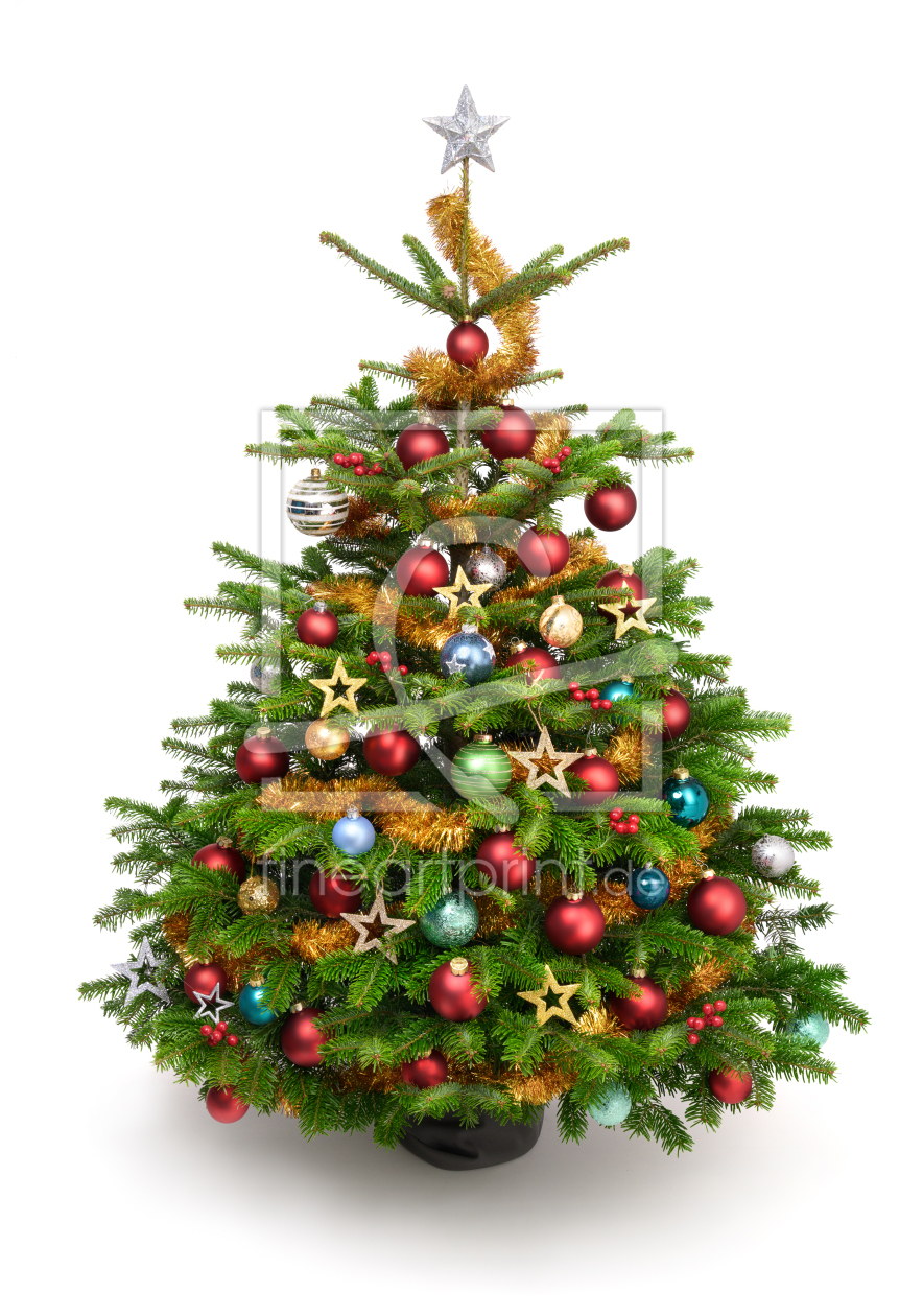 Bild-Nr.: 12845068 Weihnachtsbaum mit bunten Ornamenten auf weiß  erstellt von Smileus