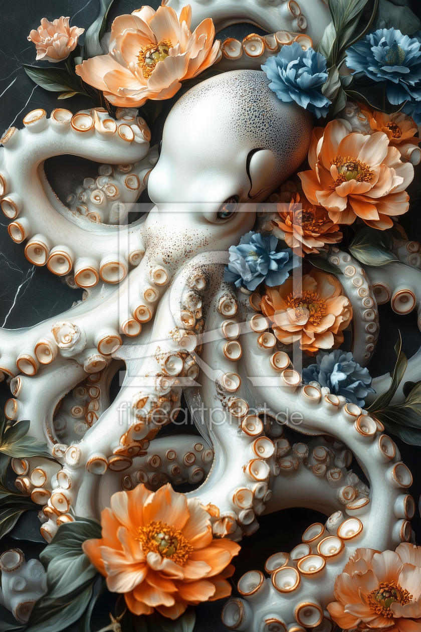 Bild-Nr.: 12851369 Oktopus trifft Pfingstrosen KI erstellt von Steffen Gierok