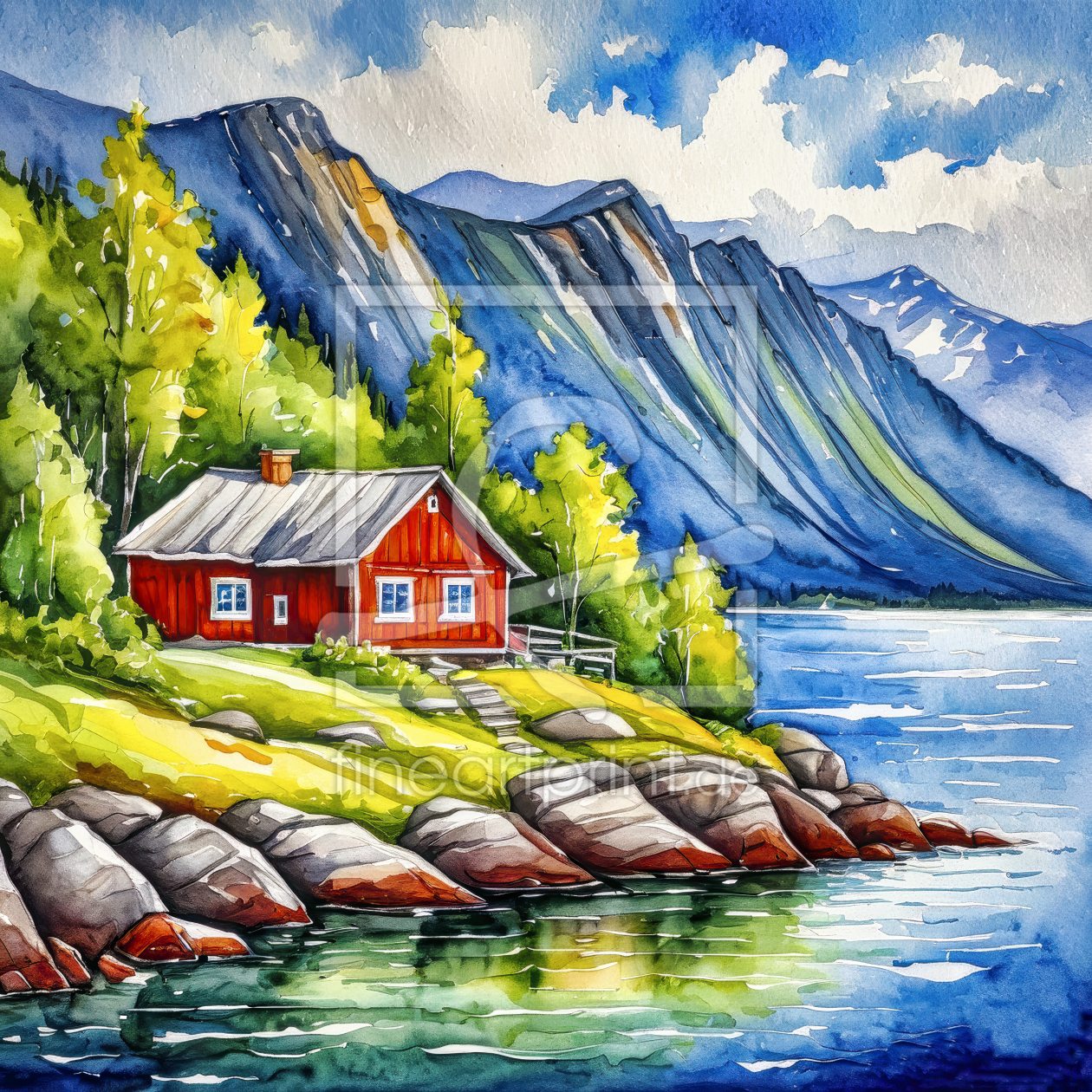 Bild-Nr.: 12851384 Fjord im Sommer KI erstellt von XYRIUS