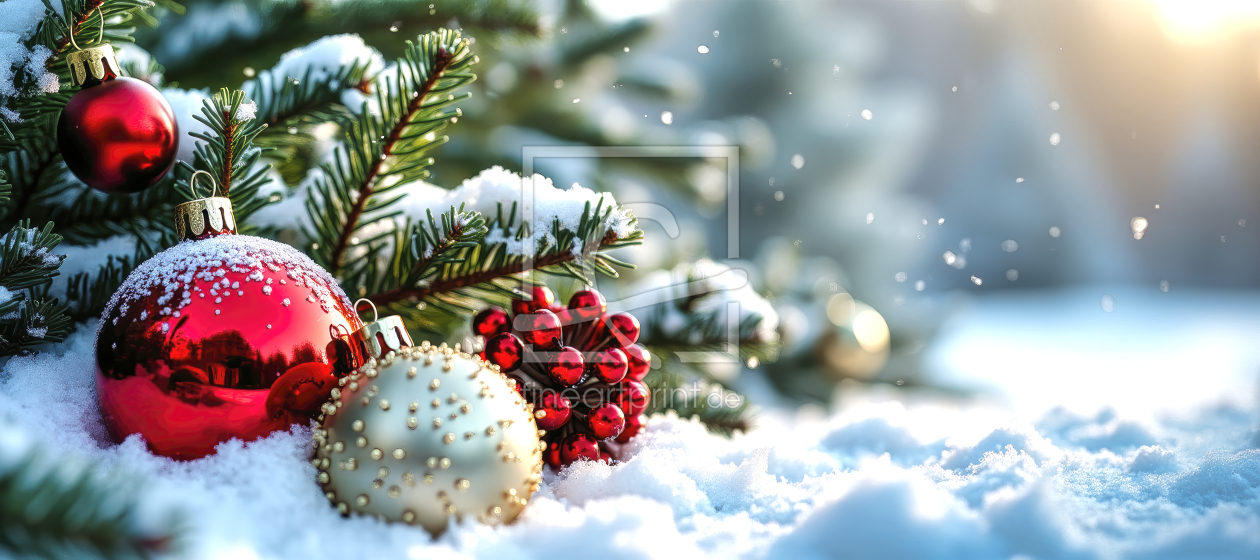 Bild-Nr.: 12852022 Weihnachtskugeln im Schnee KI erstellt von XYRIUS