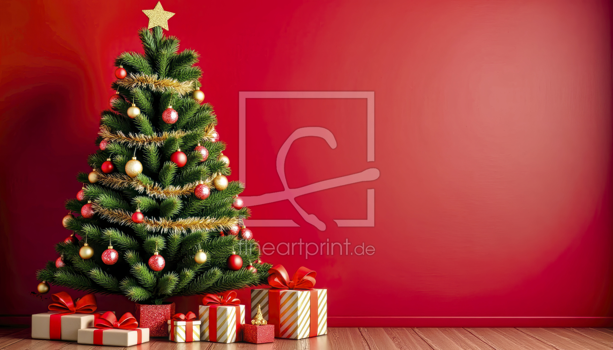 Bild-Nr.: 12852352 Weihnachtbaum im roten Zimmer KI erstellt von XYRIUS