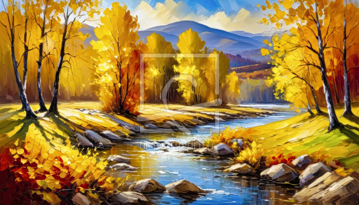 Bild-Nr.: 12855432 Goldener Oktober am Fluss KI erstellt von XYRIUS