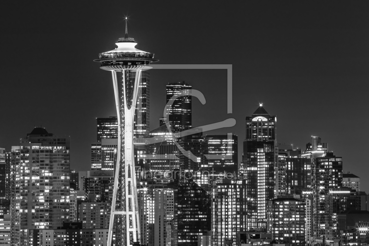 Bild-Nr.: 12874252 Monochrome Skyline von Seattle bei Nacht erstellt von Melanie Viola