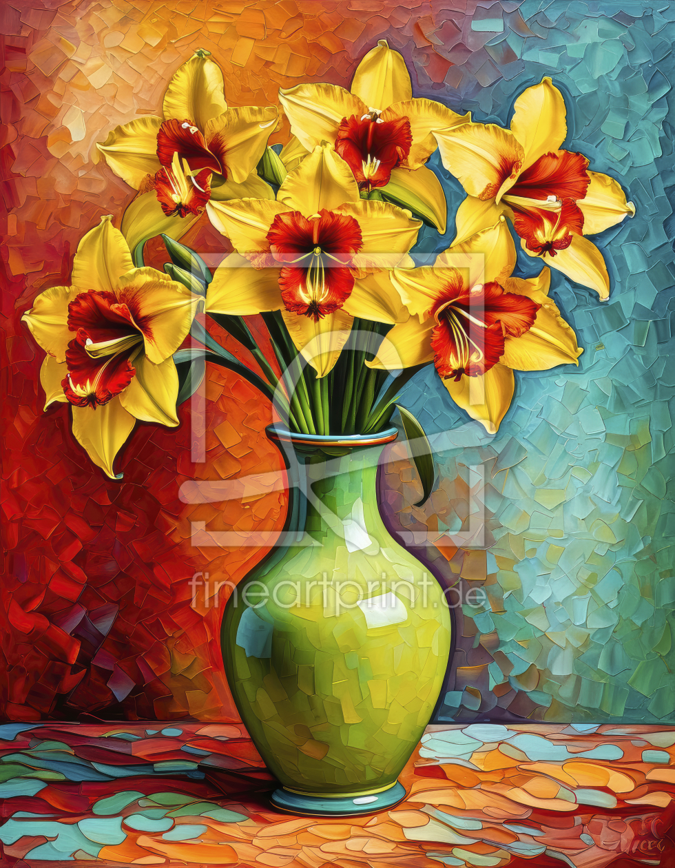Bild-Nr.: 12889670 Gelbe Lilien in Vase KI erstellt von XYRIUS