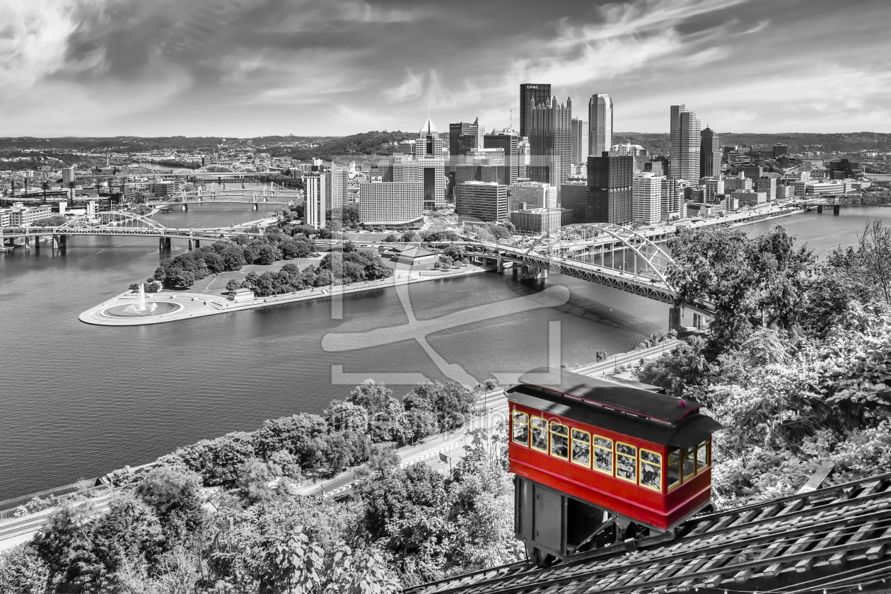 Bild-Nr.: 12895186 Pittsburgh Skyline mit Duquesne Incline - colorkey erstellt von Melanie Viola