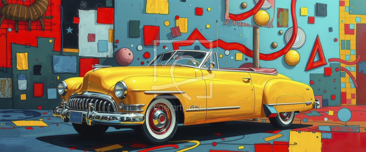 Bild-Nr.: 12910634 Gelber Oldtimer KI erstellt von XYRIUS
