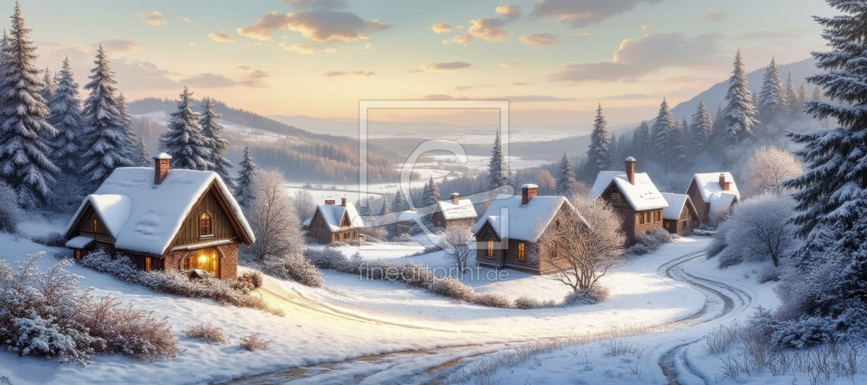 Bild-Nr.: 12912030 Dorfidylle im Winter KI erstellt von XYRIUS