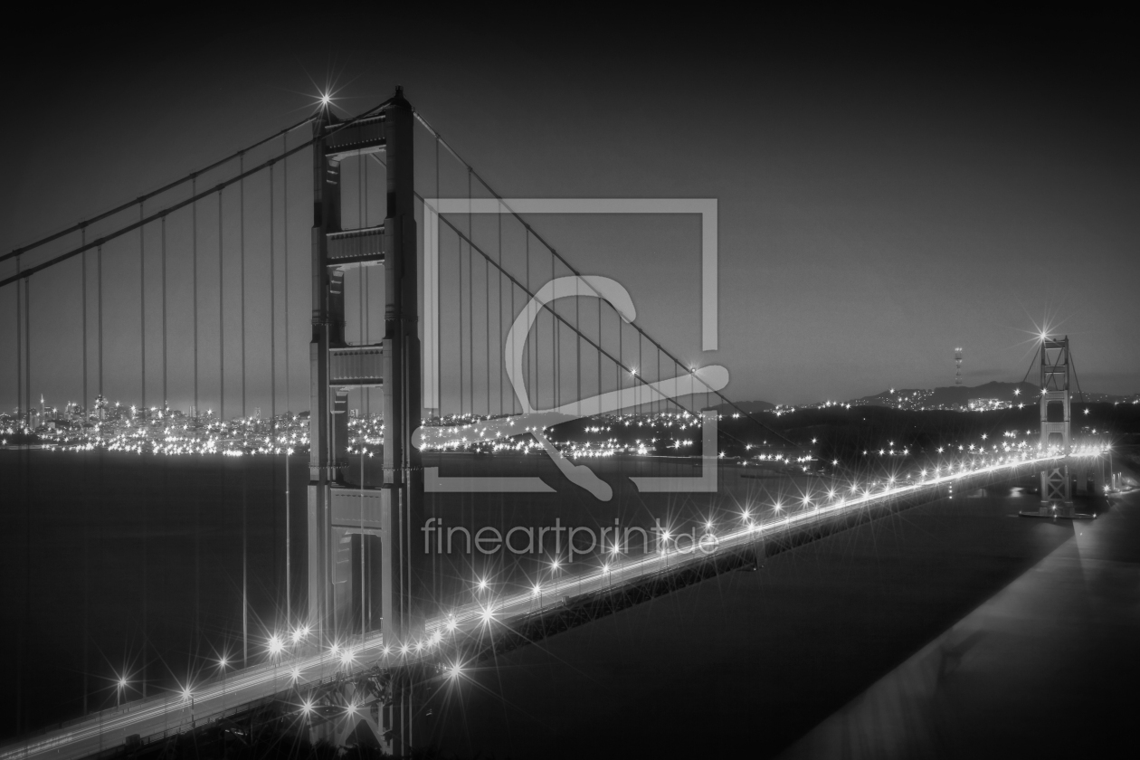 Bild-Nr.: 12915166 Golden Gate Bridge am Abend - Monochrom erstellt von Melanie Viola