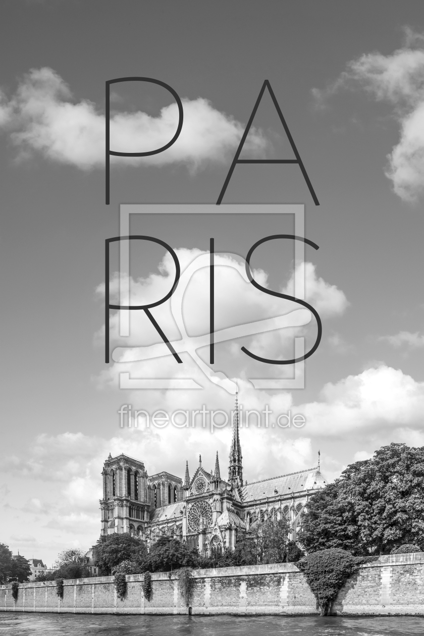 Bild-Nr.: 12922518 PARIS Kathedrale Notre-Dame - Text und Skyline erstellt von Melanie Viola