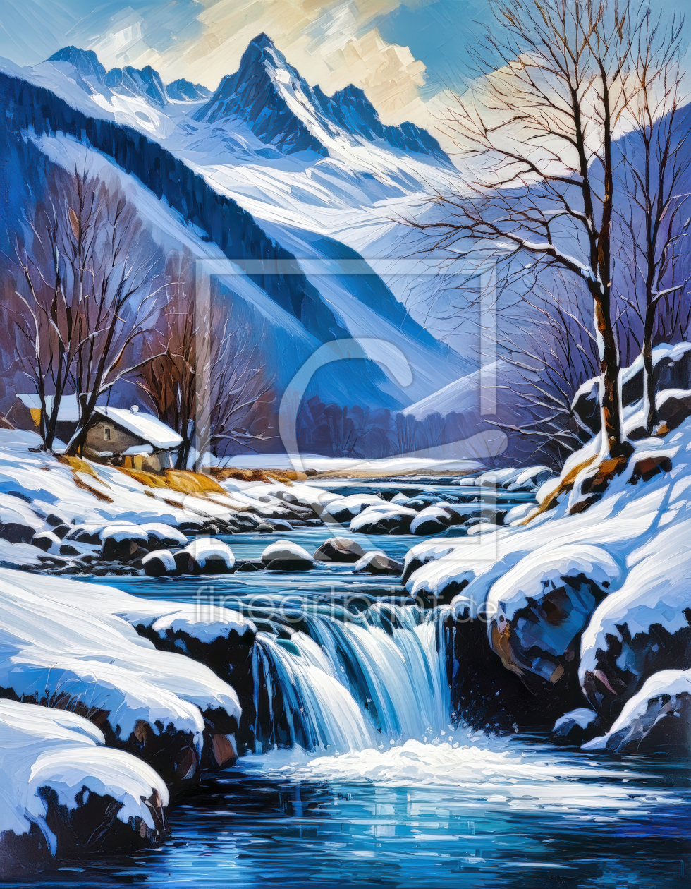 Bild-Nr.: 12923463 Winterliche Landschaft mit Fluss KI erstellt von XYRIUS