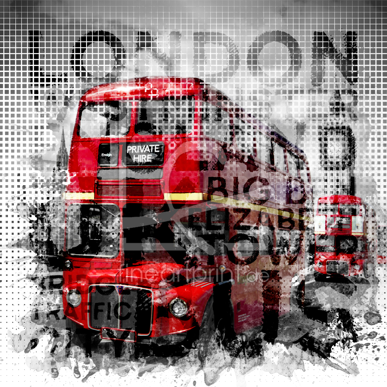 Bild-Nr.: 12926406 Graphic Art LONDON WESTMINSTER Busse - Typografie  erstellt von Melanie Viola