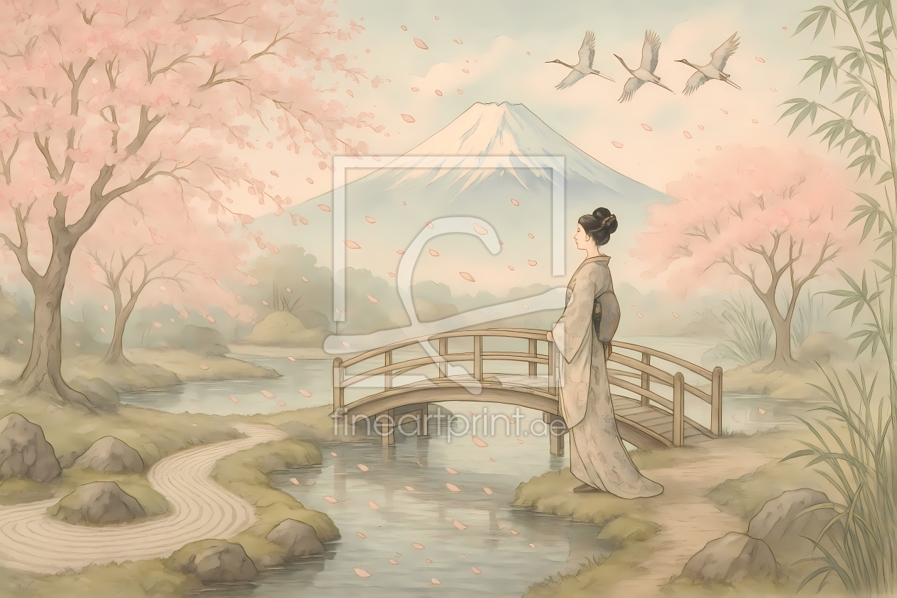 Bild-Nr.: 12934160 Stille des Frühlings unter dem Berg KI erstellt von gabii40