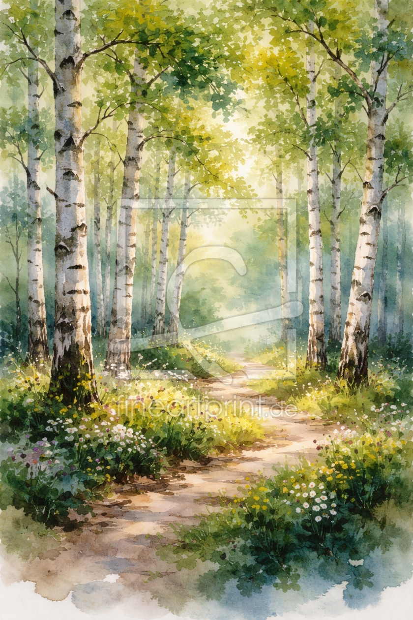 Bild-Nr.: 12939051 Lichtdurchfluteter Birkenhain  KI erstellt von gabii40