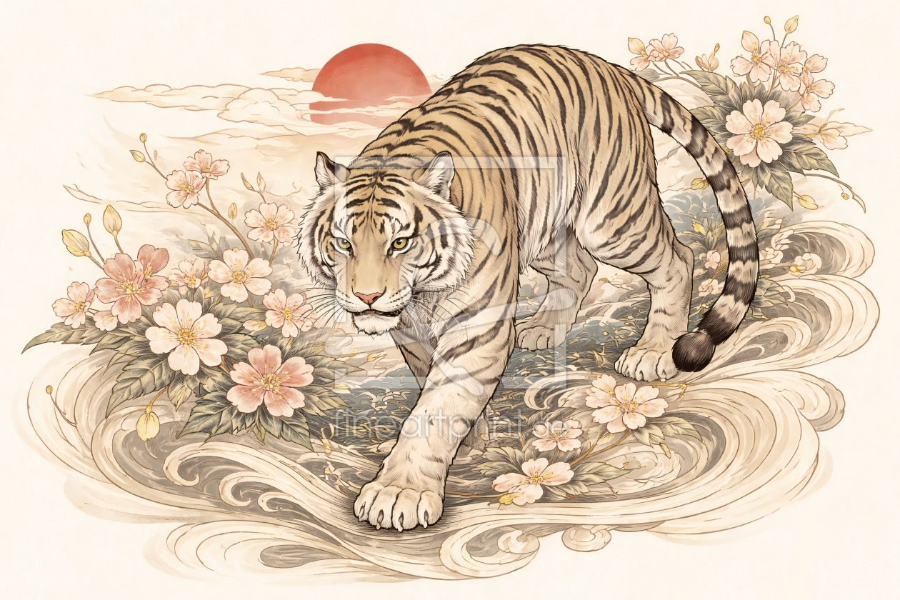 Bild-Nr.: 12939457 Zen-Tiger unter der Morgensonne KI erstellt von gabii40