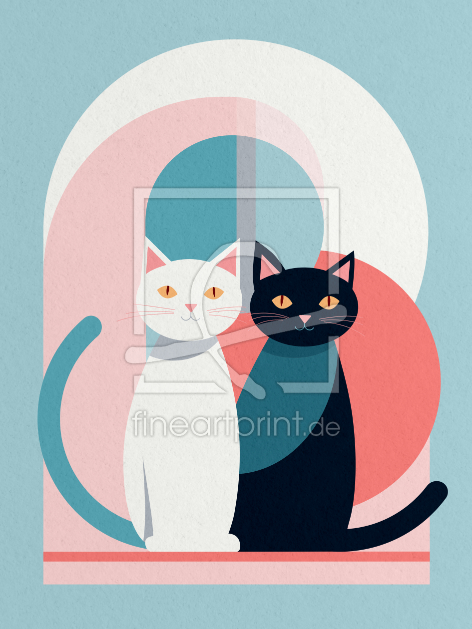 Bild-Nr.: 12942278 Zwei Katzen im grafischen Stil erstellt von Sandra Höfer