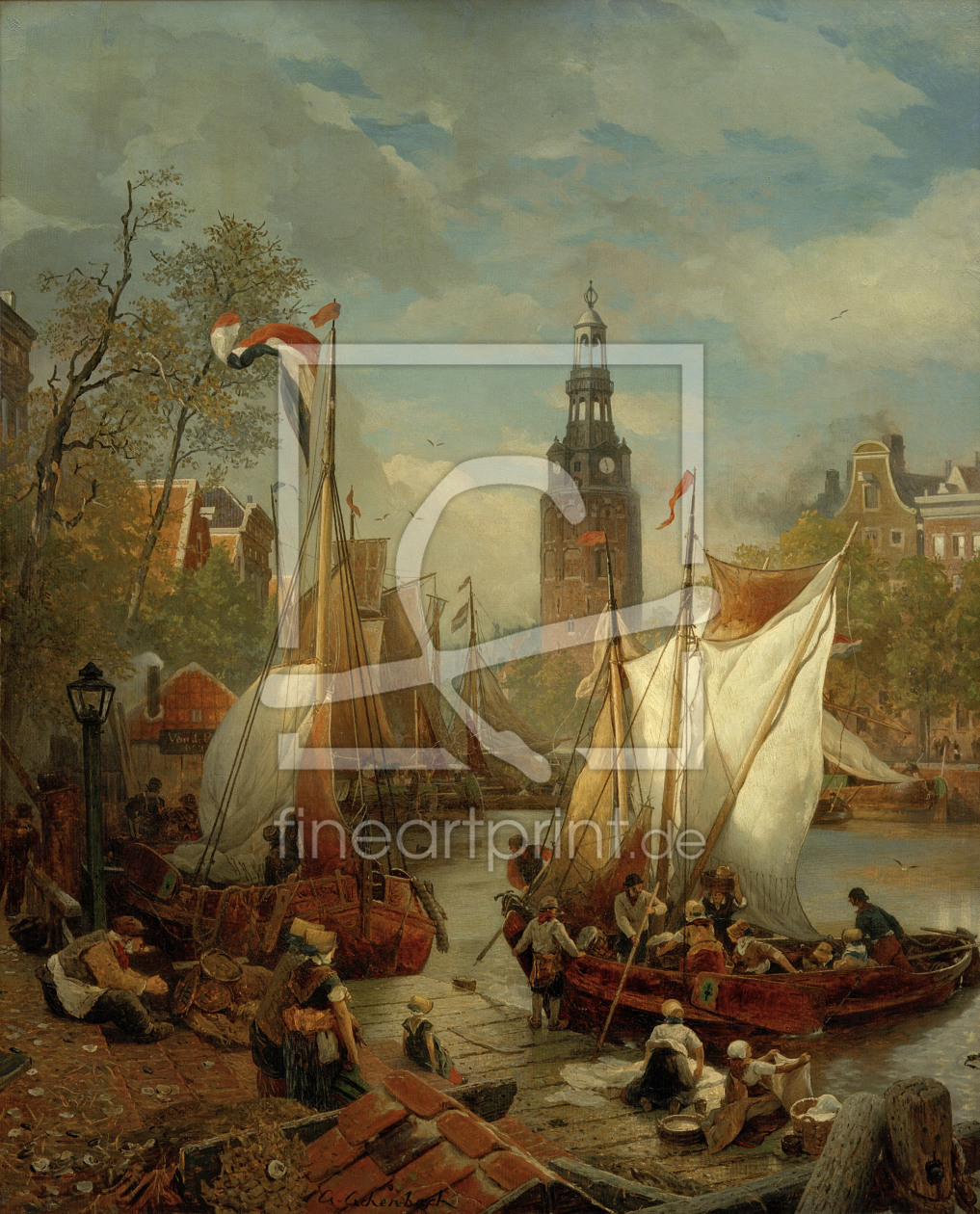 Bild-Nr.: 30000064 A.Achenbach, Hafenszene in Amsterdam erstellt von Achenbach, Andreas