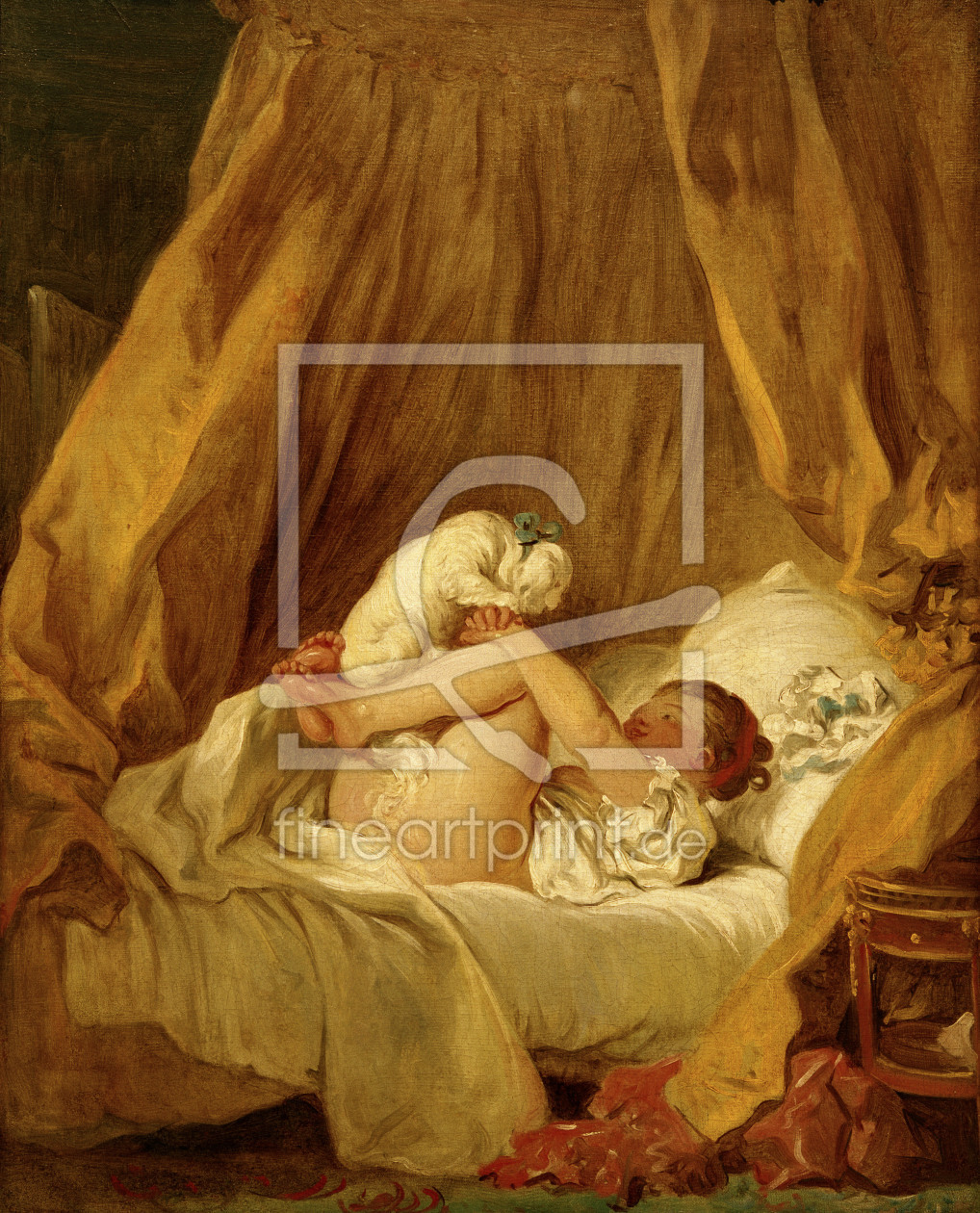 Bild-Nr.: 30000222 J.-H.Fragonard, Mädchen mit Hund erstellt von Fragonard, Jean-Honoré