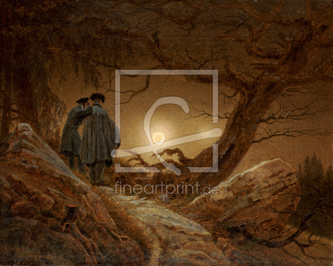 Bild-Nr.: 30000290 Men Contempl.Moon / C.D.Friedrich / C19 erstellt von Friedrich, Caspar David