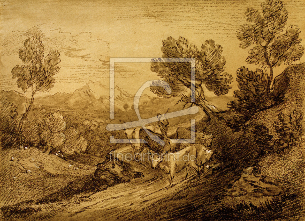 Bild-Nr.: 30000684 Th.Gainsborough, Waldige Berggegend erstellt von Gainsborough, Thomas