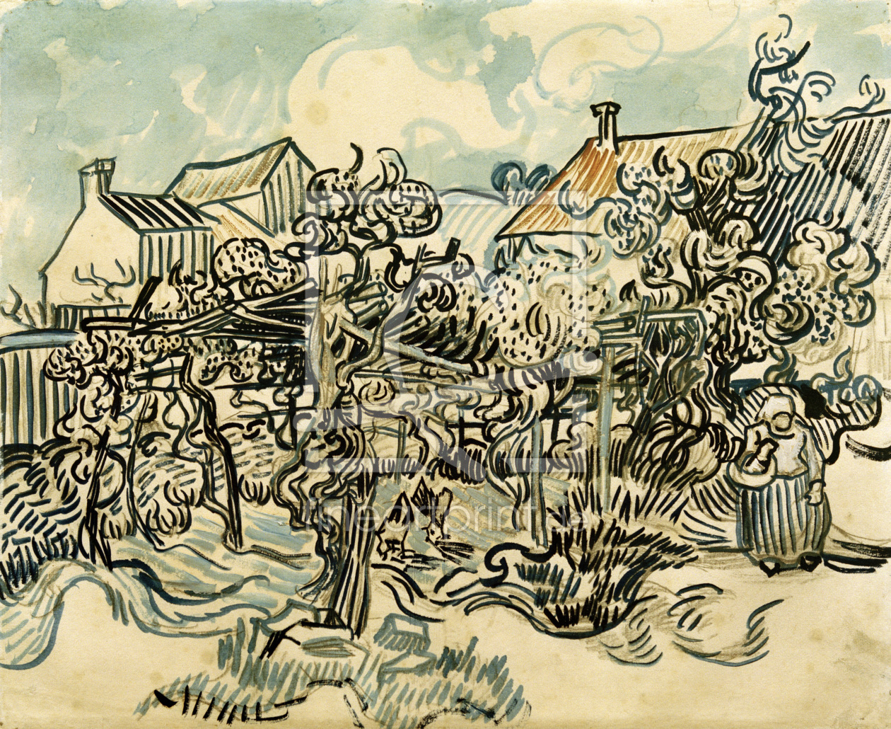 Bild-Nr.: 30003306 V.v.Gogh, Alter Weingarten mit Bäuerin erstellt von van Gogh, Vincent