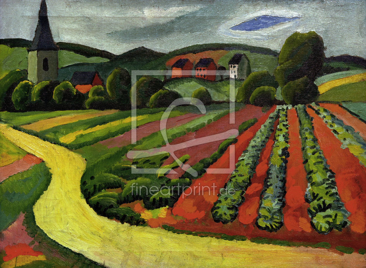 Bild-Nr.: 30005304 A.Macke, Landschaft mit Kirche und Weg erstellt von Macke, August