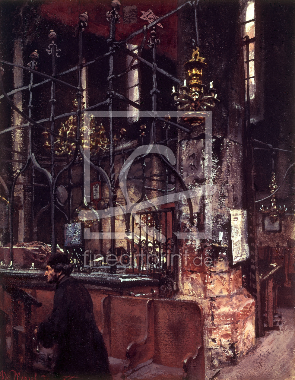 Bild-Nr.: 30005788 A.von Menzel / Old Synagoge Prag / 1888 erstellt von von Menzel, Adolph Friedrich Erdmann