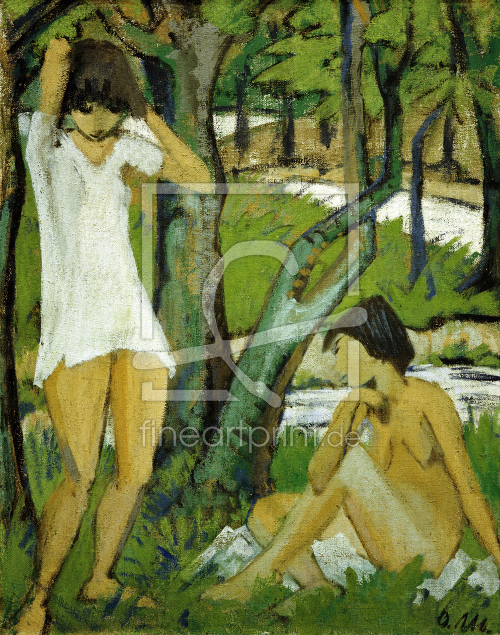 Bild-Nr.: 30006090 O.Mueller, Zwei badende Mädchen erstellt von Mueller, Otto